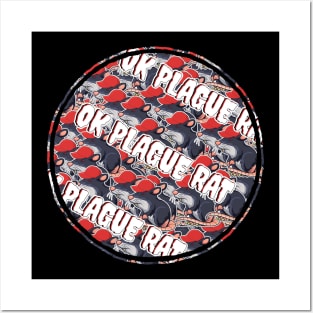 OK Plague Rat Red Hat Crowd Design Diagonal Print Circle Posters and Art